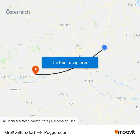Großwilfersdorf to Poggersdorf map