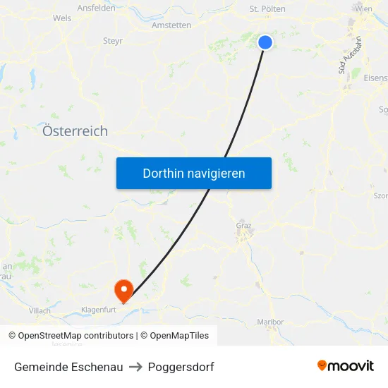 Gemeinde Eschenau to Poggersdorf map
