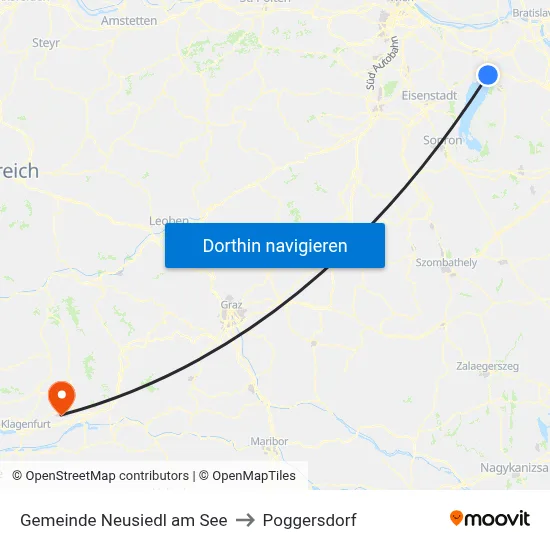 Gemeinde Neusiedl am See to Poggersdorf map