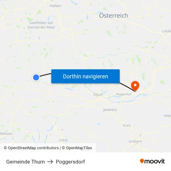 Gemeinde Thurn to Poggersdorf map