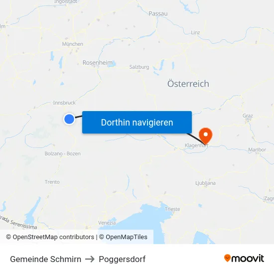 Gemeinde Schmirn to Poggersdorf map