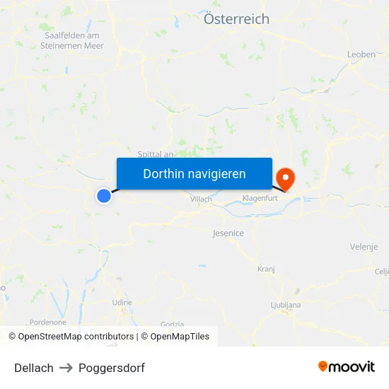 Dellach to Poggersdorf map