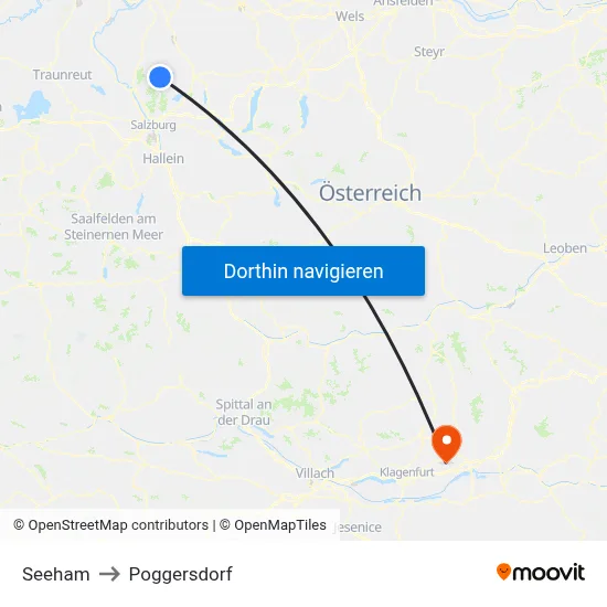 Seeham to Poggersdorf map