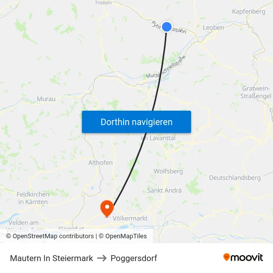 Mautern In Steiermark to Poggersdorf map