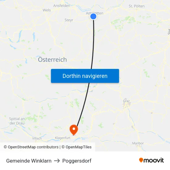 Gemeinde Winklarn to Poggersdorf map