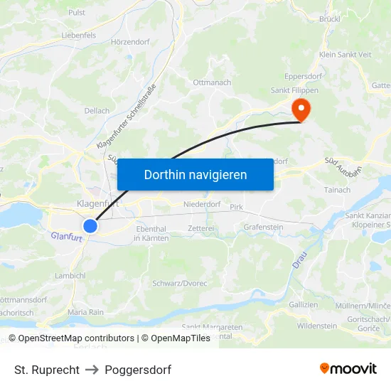 St. Ruprecht to Poggersdorf map