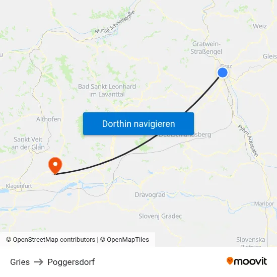 Gries to Poggersdorf map