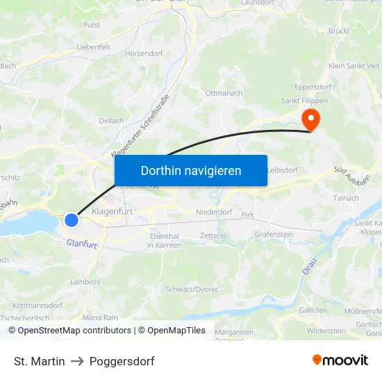 St. Martin to Poggersdorf map