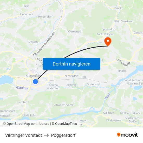 Viktringer Vorstadt to Poggersdorf map