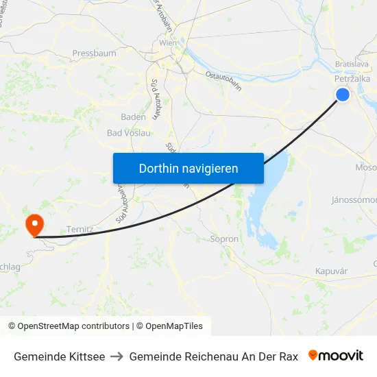 Gemeinde Kittsee to Gemeinde Reichenau An Der Rax map
