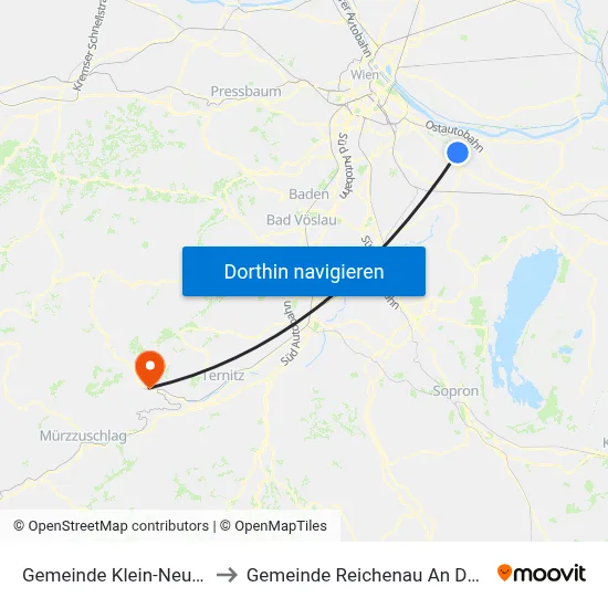 Gemeinde Klein-Neusiedl to Gemeinde Reichenau An Der Rax map