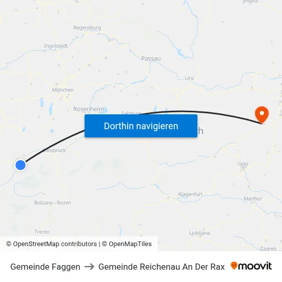 Gemeinde Faggen to Gemeinde Reichenau An Der Rax map