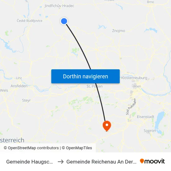 Gemeinde Haugschlag to Gemeinde Reichenau An Der Rax map