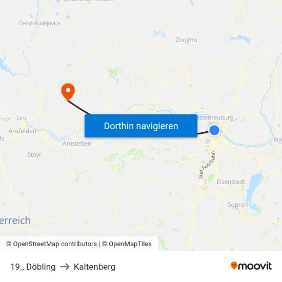 19., Döbling to Kaltenberg map