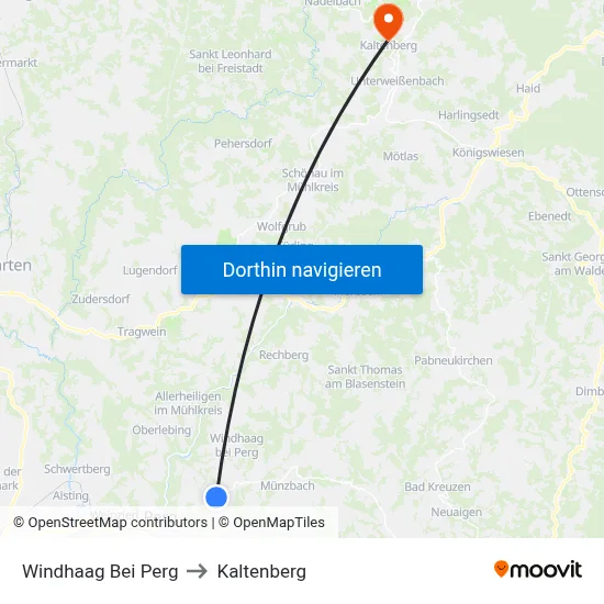 Windhaag Bei Perg to Kaltenberg map