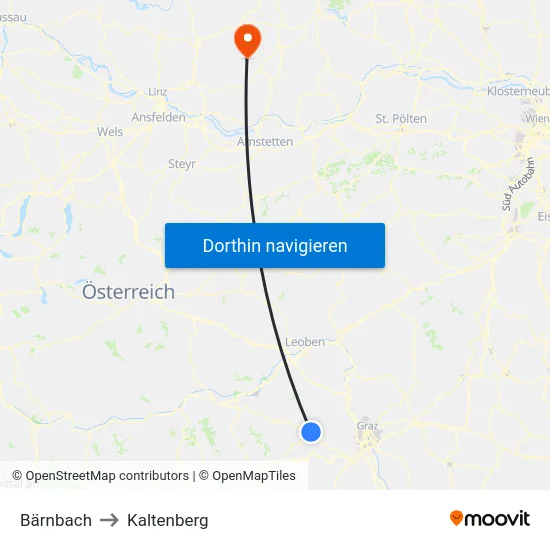 Bärnbach to Kaltenberg map