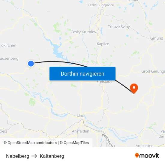 Nebelberg to Kaltenberg map