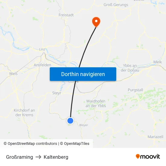 Großraming to Kaltenberg map