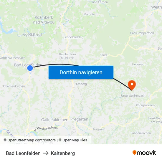 Bad Leonfelden to Kaltenberg map