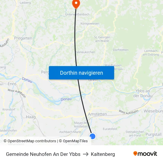 Gemeinde Neuhofen An Der Ybbs to Kaltenberg map