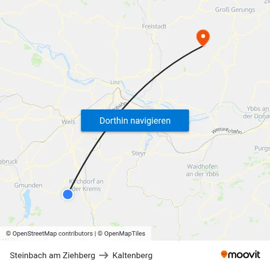 Steinbach am Ziehberg to Kaltenberg map
