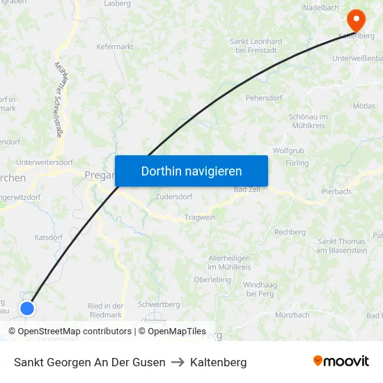Sankt Georgen An Der Gusen to Kaltenberg map