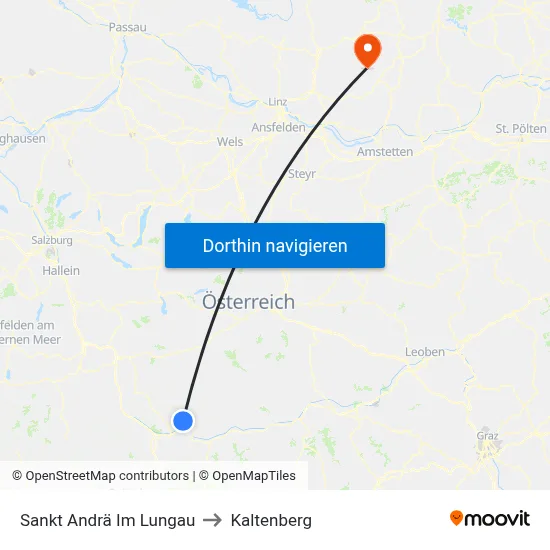 Sankt Andrä Im Lungau to Kaltenberg map