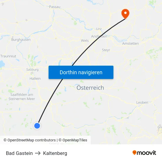 Bad Gastein to Kaltenberg map