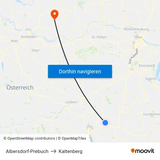 Albersdorf-Prebuch to Kaltenberg map
