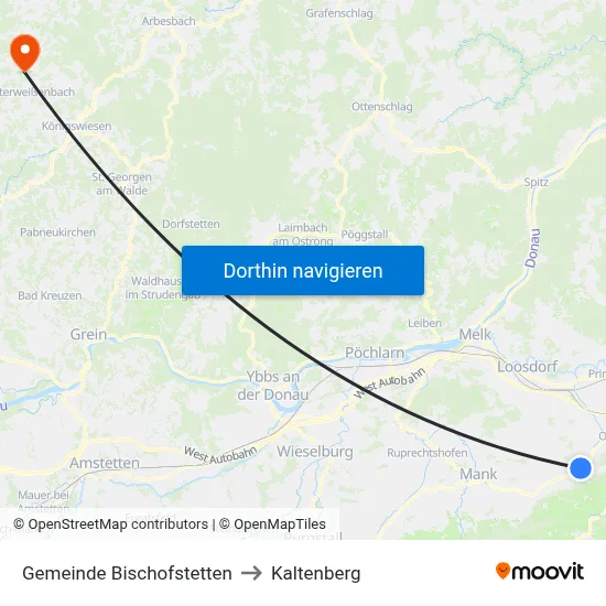 Gemeinde Bischofstetten to Kaltenberg map