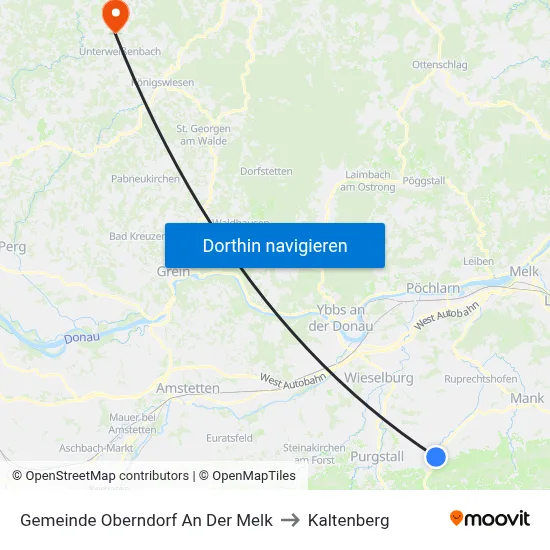 Gemeinde Oberndorf An Der Melk to Kaltenberg map