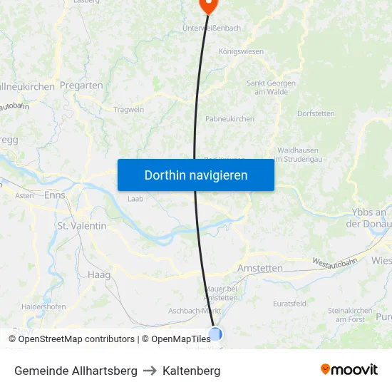 Gemeinde Allhartsberg to Kaltenberg map