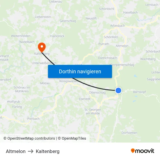 Altmelon to Kaltenberg map