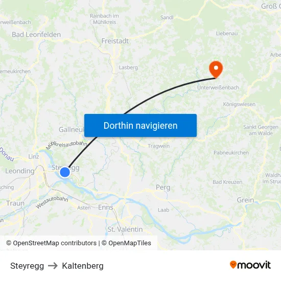 Steyregg to Kaltenberg map