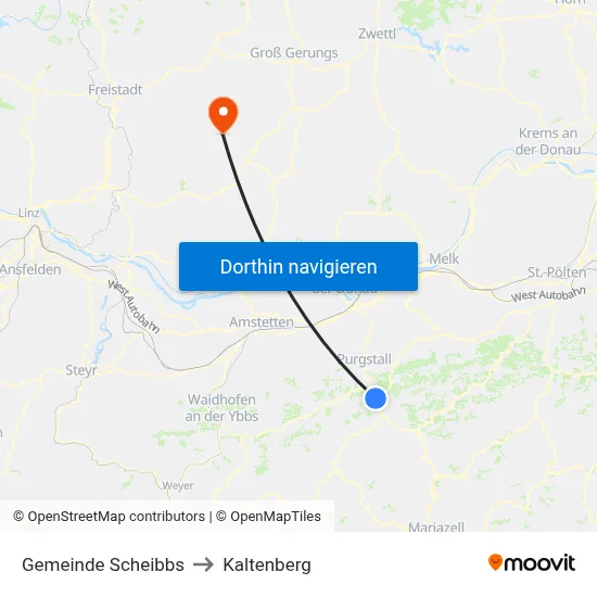 Gemeinde Scheibbs to Kaltenberg map