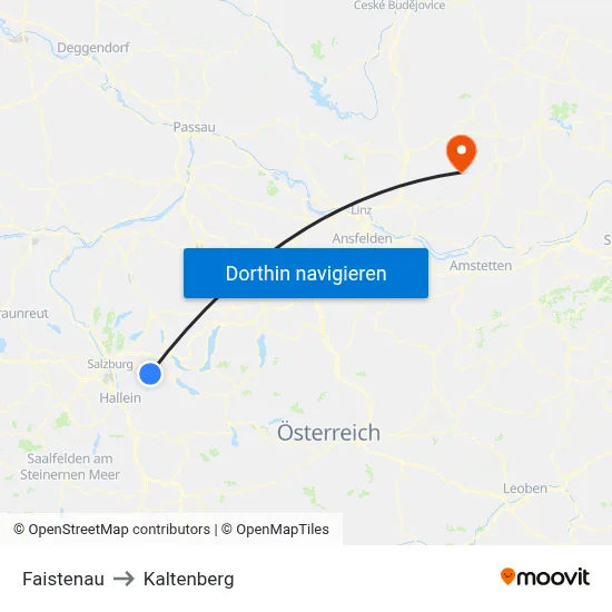 Faistenau to Kaltenberg map