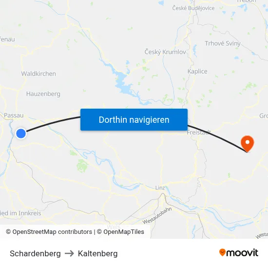 Schardenberg to Kaltenberg map