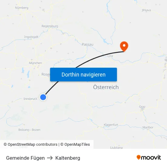 Gemeinde Fügen to Kaltenberg map