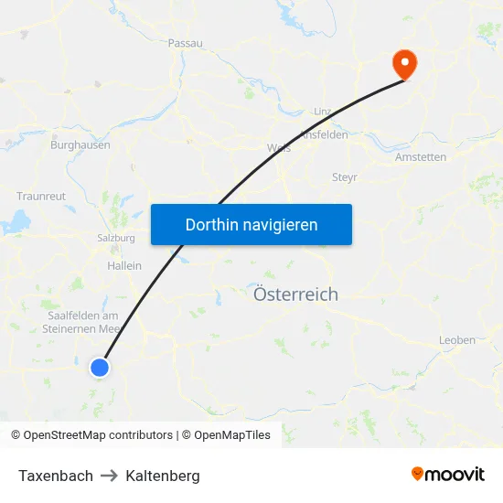 Taxenbach to Kaltenberg map