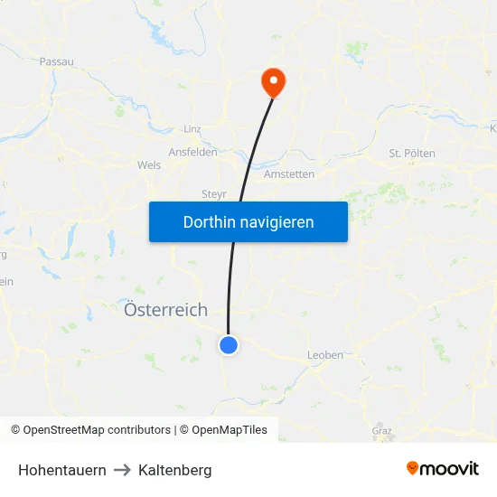 Hohentauern to Kaltenberg map