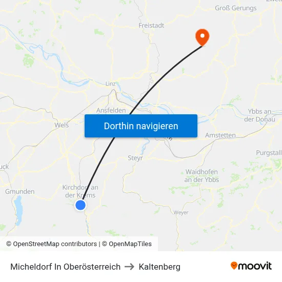 Micheldorf In Oberösterreich to Kaltenberg map