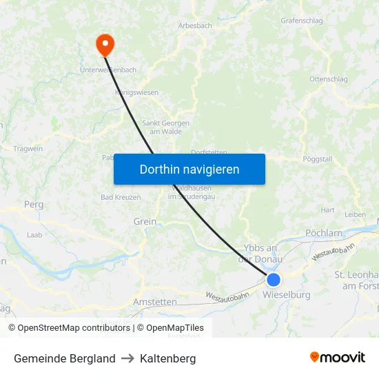 Gemeinde Bergland to Kaltenberg map