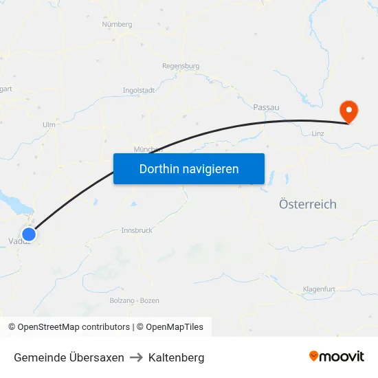 Gemeinde Übersaxen to Kaltenberg map