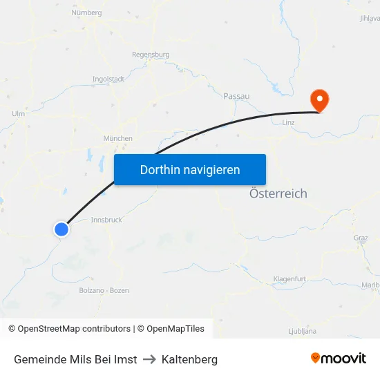 Gemeinde Mils Bei Imst to Kaltenberg map