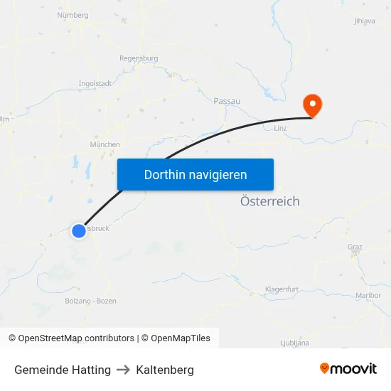 Gemeinde Hatting to Kaltenberg map