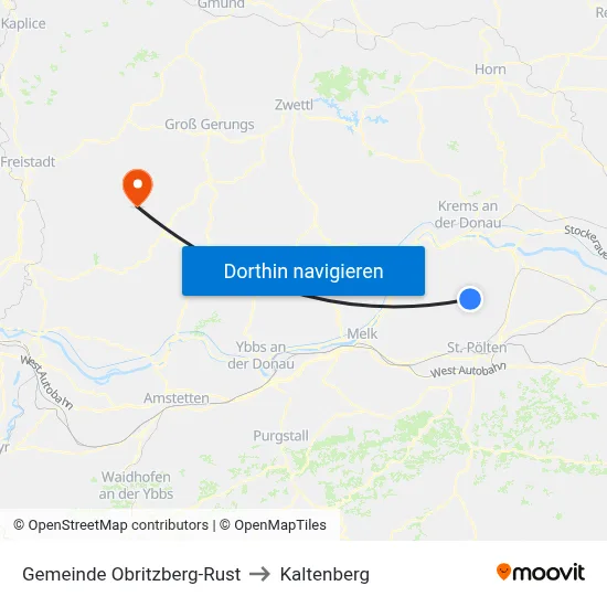 Gemeinde Obritzberg-Rust to Kaltenberg map
