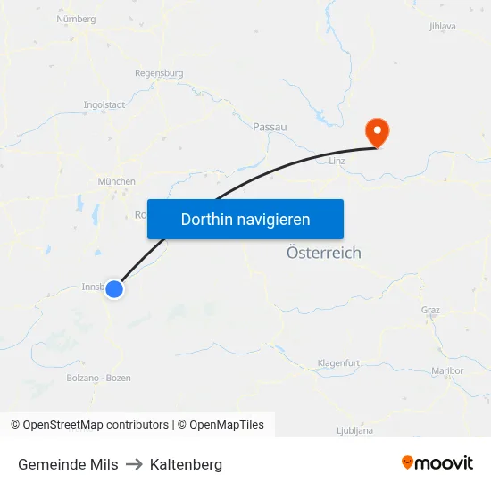 Gemeinde Mils to Kaltenberg map