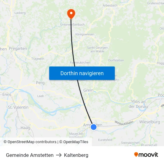 Gemeinde Amstetten to Kaltenberg map