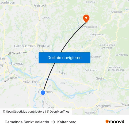 Gemeinde Sankt Valentin to Kaltenberg map