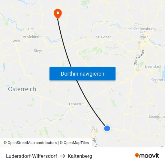 Ludersdorf-Wilfersdorf to Kaltenberg map